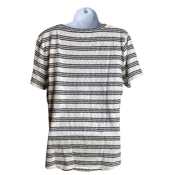 J Crew‎ Women's White Black Striped Scoop Neck T Shirt Est. Size L Preppy Basics - Picture 2 of 10